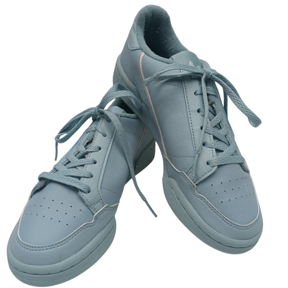 Adidas Continental 80 J Pale Blue Leather Retro Low‎ Top Kids Sneakers